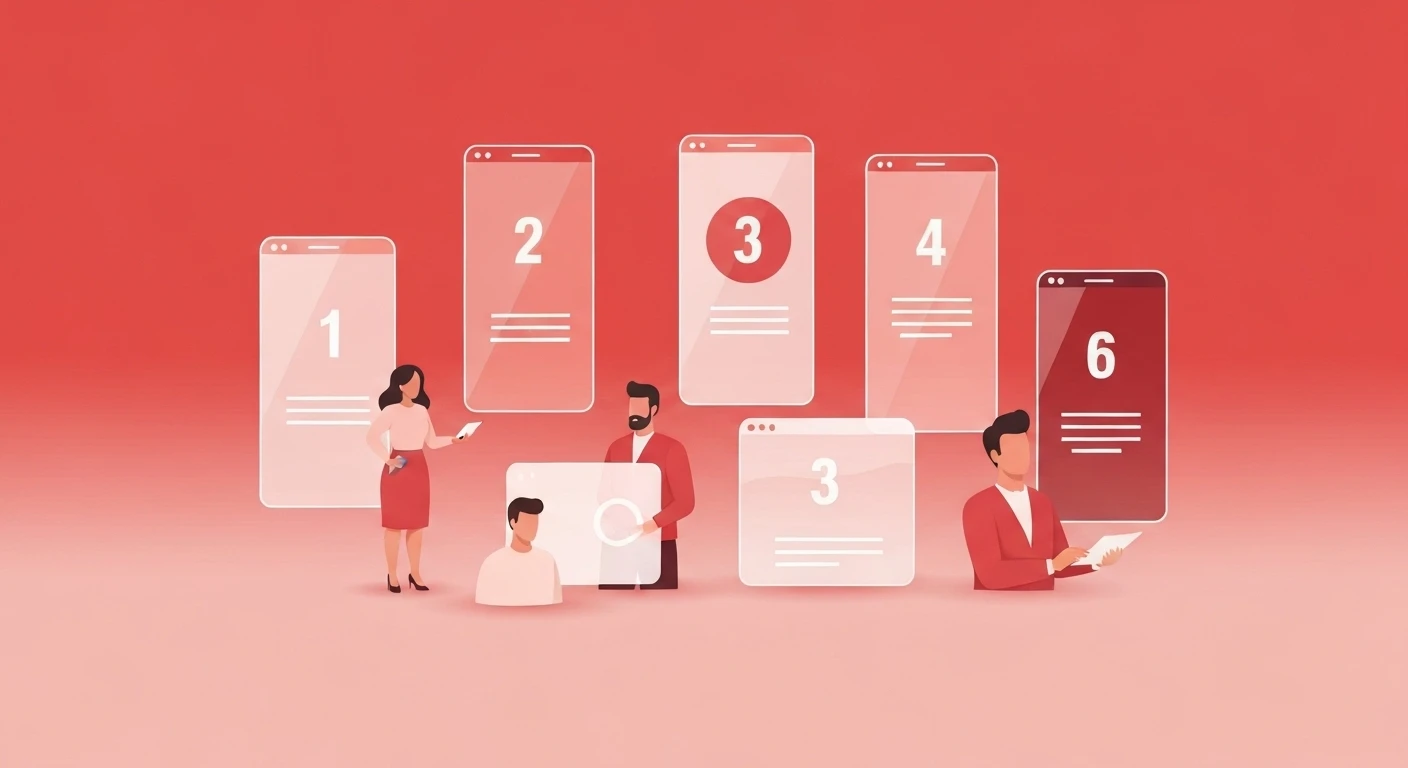성공적인 비즈니스를 향한 7단계 또는 체크리스트 아이콘의 명확한 진행 순서. 최적의 SEO업체 선택을 위한 핵심 기준 제시.